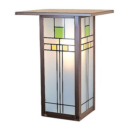 Arroyo Craftsman 9" Franklin Long Body Flush Wall Mount, Mission Brown, Rain Mist Glass FW-9LRM-MB